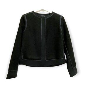 Vince Black Wool and Silk Boucle Overlay Jacket